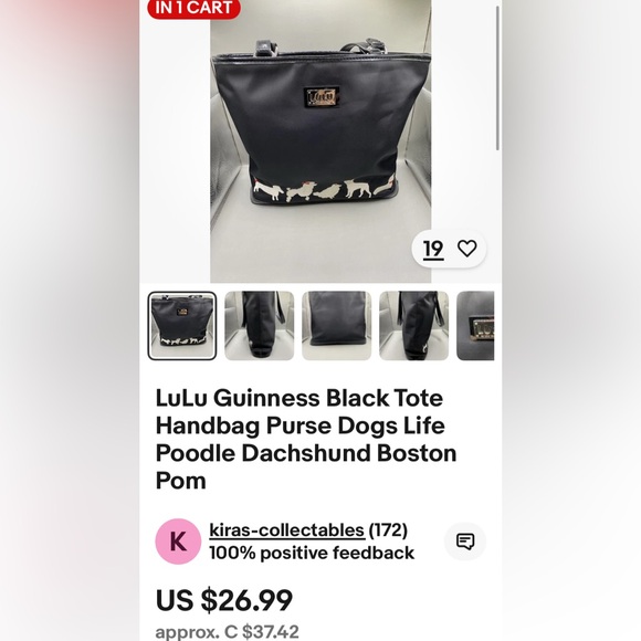 Lulu Guinness Black Nylon with Dog Motif - Picture 9 of 17